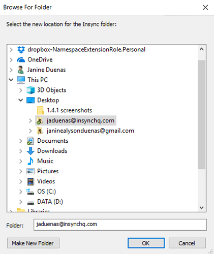 select folder location