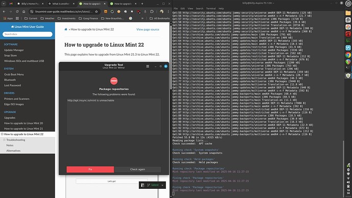 blocked upgrade to linux mint 22